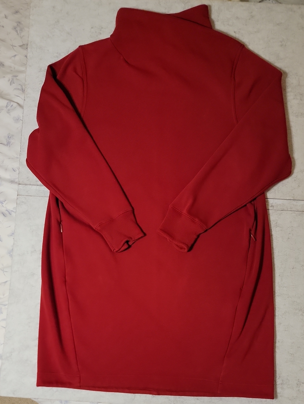Athleta Cozy Karma Asymmetrical Mock Neck Sweatshirt Dress Red XL